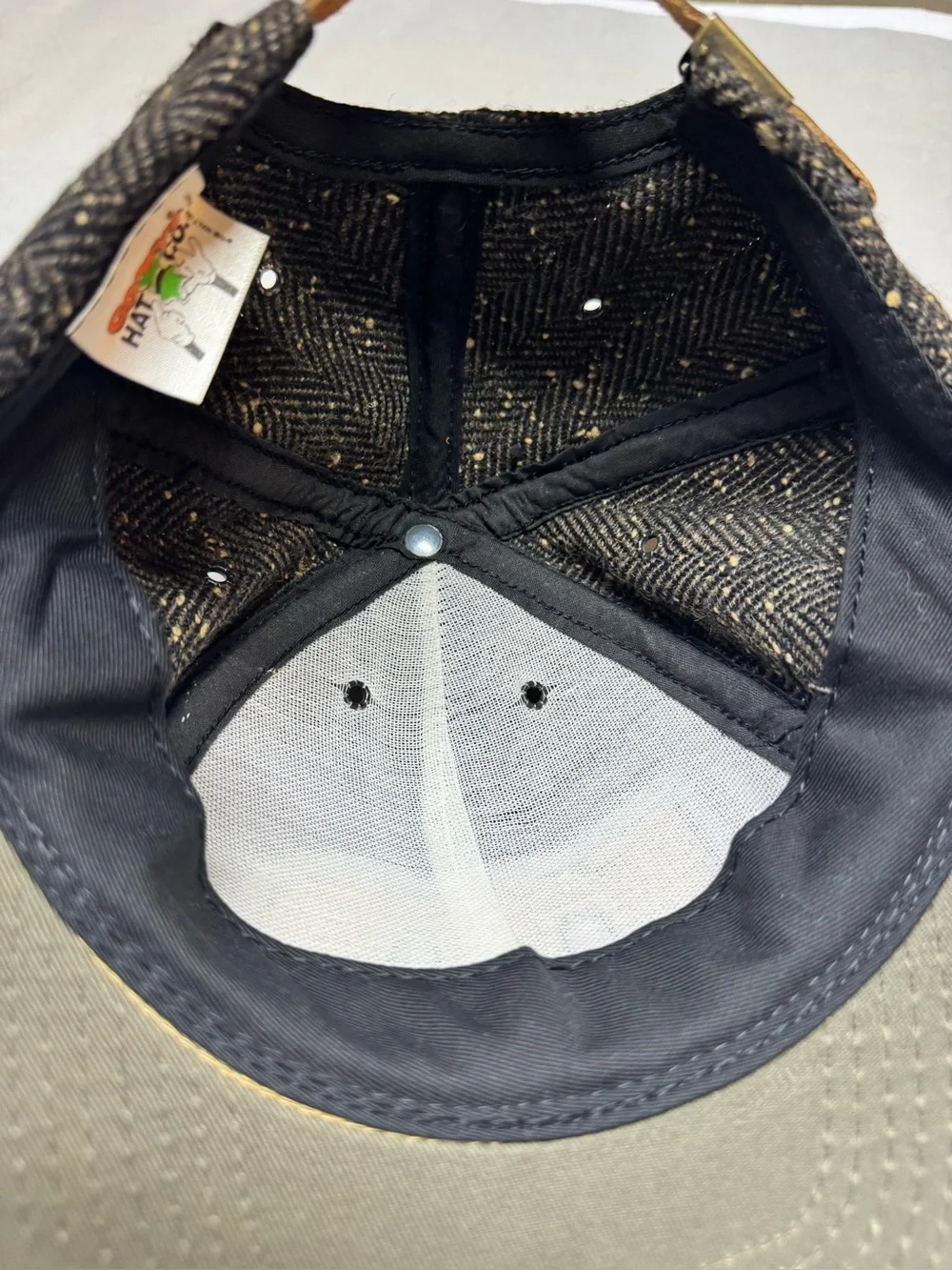 Vtg Disney Mickey Mouse Suede Wool Tweed Adjustable Hat Goofys Hat Co
